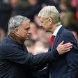 See you again? Manchester United manager Jose Mourinho with Arsenal boss Arsene Wenger
