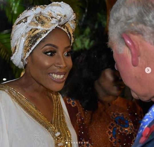 Mo Abudu greeting the crown prince, Prince Charles