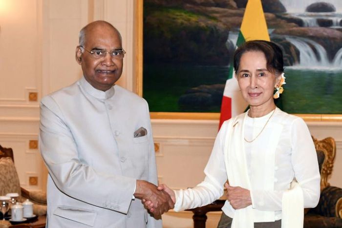 India's President Shri Ram Nath Kovind was greeted with the full pomp and circumstance of a guard of honour before meeting Myanmar's civilian leader Aung San Suu Kyi