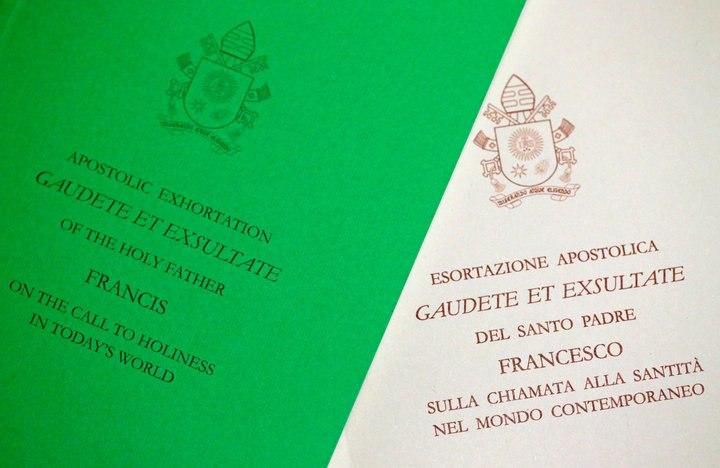 Photo illustration of the papal document “Gaudete et Exsultate” (Rejoice and Be Glad)