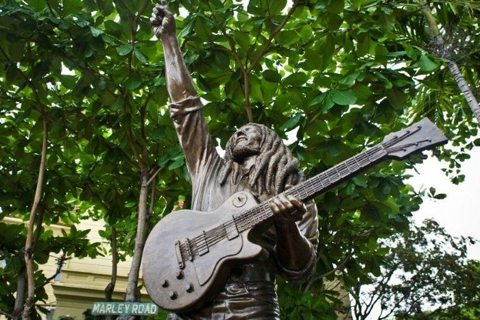 A statue of Jamaican reggae legend Bob Marley at his museum in Kingston