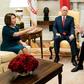 President Donald Trump and Vice President Mike Pence took part in a heated exchange with House Minority Leader Nancy Pelosi and Senate Minority Leader Chuck Schumer at the White House on December 11, 2018