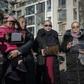 Yuan Shanshan, left, Liu Ermin, Wang Qiaoling and Li Wenzu pose shaved their heads to protest the detention of their husbands, detained during the so-caled 709 crackdown