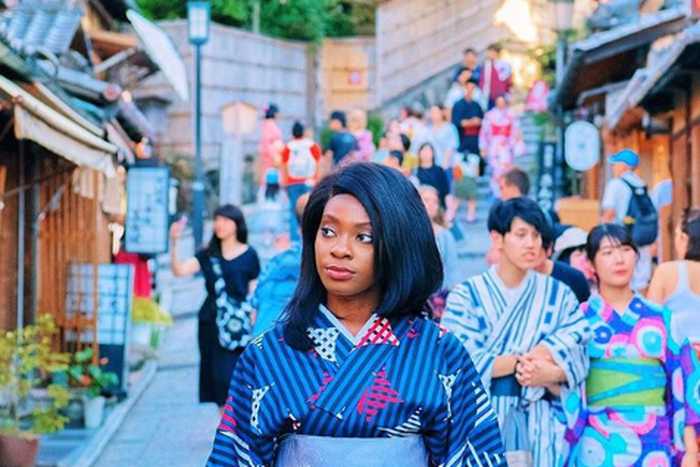 Travel blogger Ufuoma Okumagba in Japan