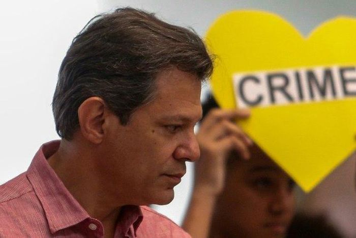 Brazil's presidential candidate for the Workers' Party (PT), Fernando Haddad attends a mass at Our Lady of Aparecida Basilica, Brazil's national patroness, during a campaign rally in Sao Paulo, Brazil, on October 12, 2018.