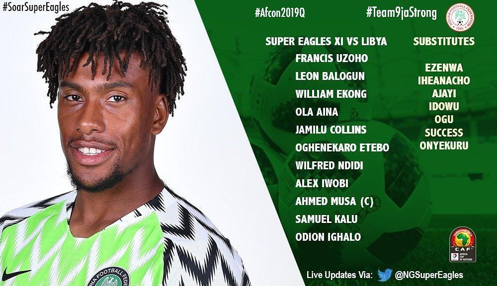 Super Eagles starting XI in Libya Vs Nigeria