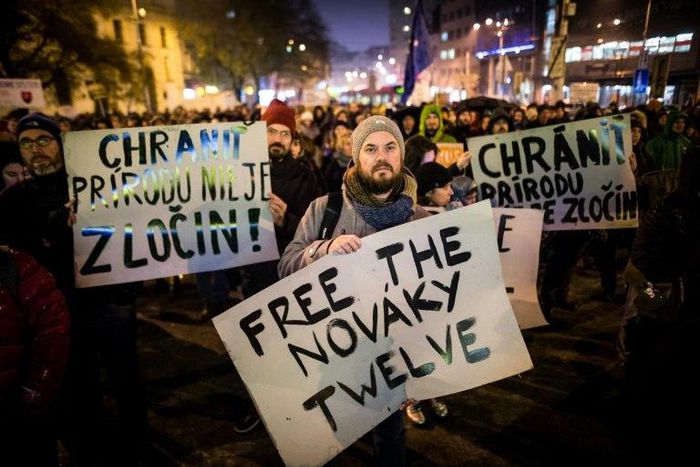 Hundreds of protesters took to the streets in Bratislava