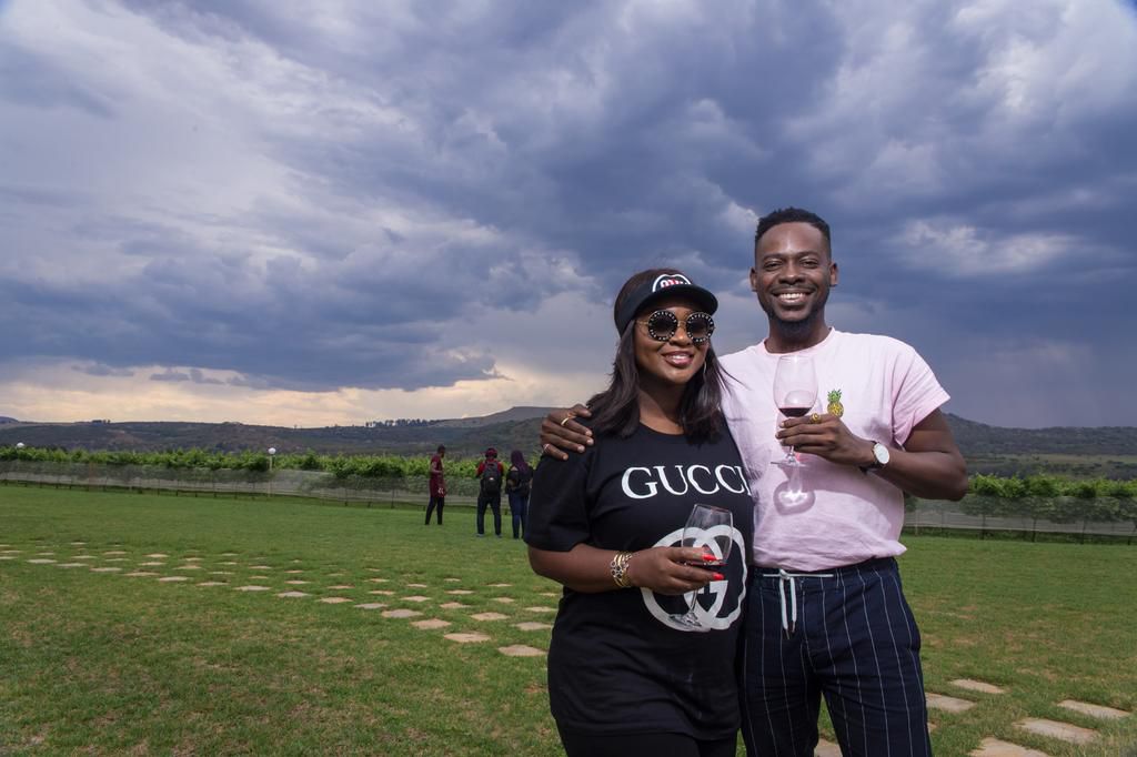 Jackie Appiah and Adekunle Gold at Cathedral Peak Wine Estate