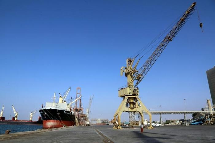 Hodeida port, the entry point for the vast majority of imports to Yemen, pictured on December 21, 2018