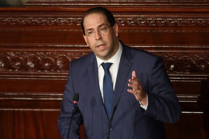 Tunisian Prime Minister Youssef Chahed gives a speech prior to a confidence bill during a plenary session of parliament on July 28, 2018