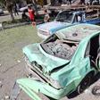 The aftermath of a suicide car bombing in front of a police station in the Iranian city of Chabahar on December 06, 2018