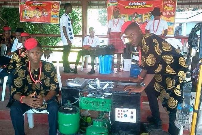 These two brothers invent a machine that washes and mashes bitter leaves