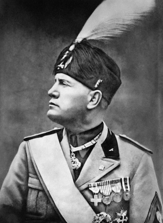 An undated portrait of Italian fascist dictator Benito Mussolini.