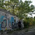 Graffiti marking gang territory in an abandoned neighborhood of San Martin, El Salvador in November 2018