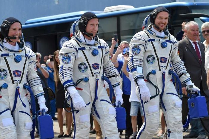 NASA astronaut Serena Aunon-Chancellor, Roscosmos cosmonaut Sergey Prokopyev and German astronaut Alexander Gerst set off in June