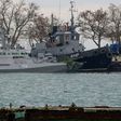 Seized Ukrainian military vessels are seen in a port of Kerch, Crimea, on November 26, 2018