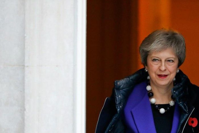 Britain's Prime Minister Theresa May is joining the leaders of Belgium and France for WWI commemoration ceremonies