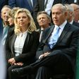 Israeli Prime Minister Benjamin Netanyahu and his wife Sara attend a remembrance ceremony near Vilnius on August 24, 2018