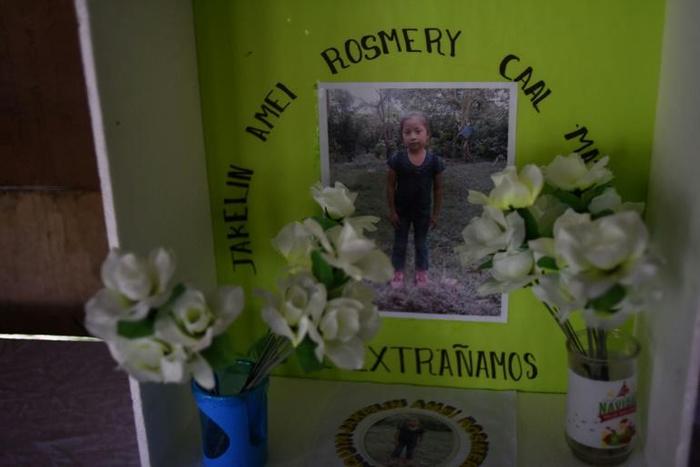 A makeshift altar in honour of seven-year-old Guatemalan migrant girl Jakelin Caal is seen at her home village of San Antonio Secortez