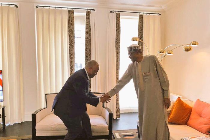 Godswill Akpabio meets Buhari in London