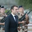 President Emmanuel Macron with French soldiers in Chad