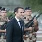 President Emmanuel Macron with French soldiers in Chad