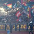 Esperance de Tunis fans cheer for their team at the Rades Olympic Stadium in October 2018