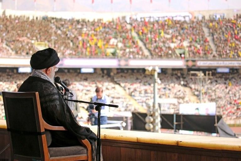 Iran's Supreme Leader Ayatollah Ali Khamenei addressed tens of thousands of members of Iran's Basij militia at a stadium in Tehran in early October