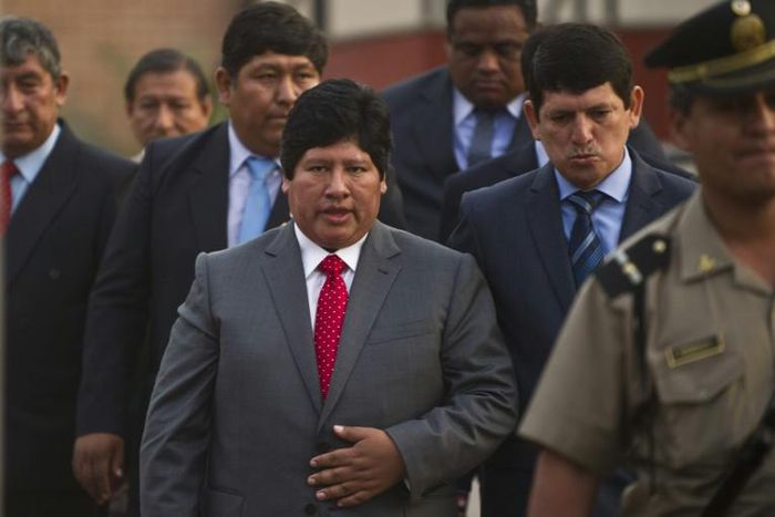 Edwin Oviedo (C) was detained on suspicion of involvement in a "corruption network" involving judges and businessmen