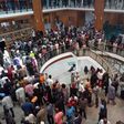 Protesting workers shut down National Assembly over unpaid salaries and allowances.