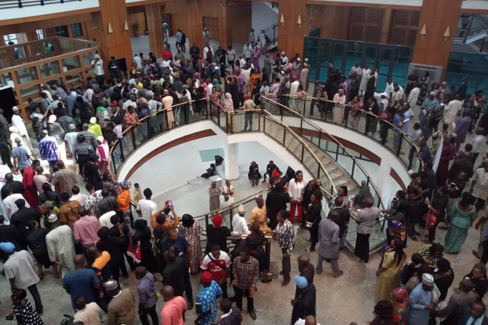 Protesting workers shut down National Assembly over unpaid salaries and allowances.