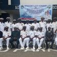 The Flag Officer Commanding, Western Naval Command, Rear Adm. Habila Ngalabak with other senior officers during a group photograph at the Maritime Offences and Procedures for Arrest and Detention of Ships in Nigerian Maritime Environment Seminar at the...