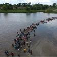 Central American migrants are seen here crossing the Suchiate River into Mexico in November on their way to the United States