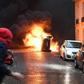 A car burns on Paris's famous Champs-Elysees avenue as the French capital is hit by another round of "yellow vest" protests on Saturday