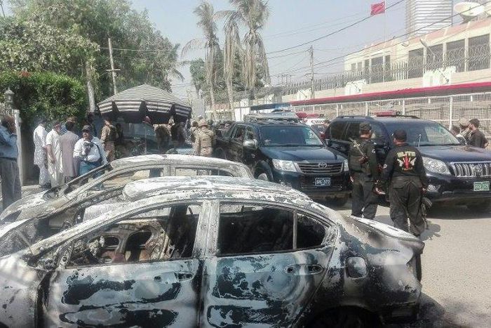 Two policemen along with a father and son from Quetta who were seeking Chinese visas were killed in the attack