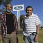 Carlos Propato (L) and Pedro Troiani, former workers of Ford and former political prisoner, pose during an interview with AFP outside Ford’s General Pacheco plant in Buenos Aires on March 16, 2018