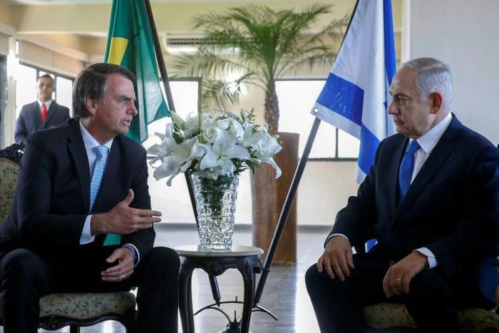 Israel's Prime Minister Benjamin Netanyahu (right) is in Brazil for talks with far-right president-elect Jair Bolsonaro, who is to be sworn-in in a ceremony in Brasilia on January 1, 2019