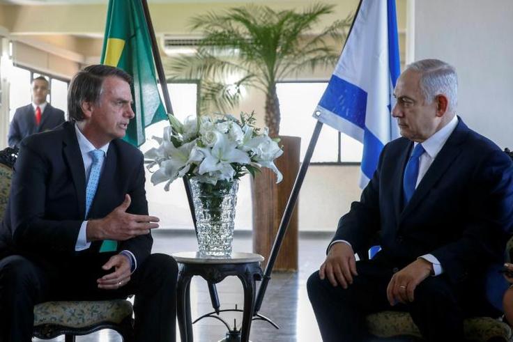 Israel's Prime Minister Benjamin Netanyahu (right) is in Brazil for talks with far-right president-elect Jair Bolsonaro, who is to be sworn-in in a ceremony in Brasilia on January 1, 2019
