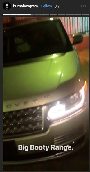 burna boy's newly acquired Range Rover