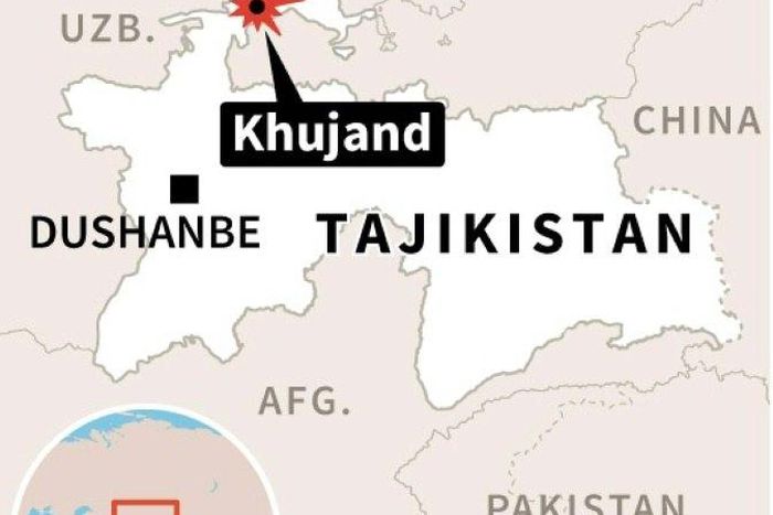 Map of Tajikistan locating prison riot in Khujand