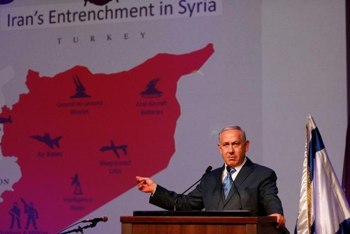 Israeli Prime Minister Benjamin Netanyahu speaks during the annual GPO (government press office) New Year's toast in Jerusalem on December 12, 2018