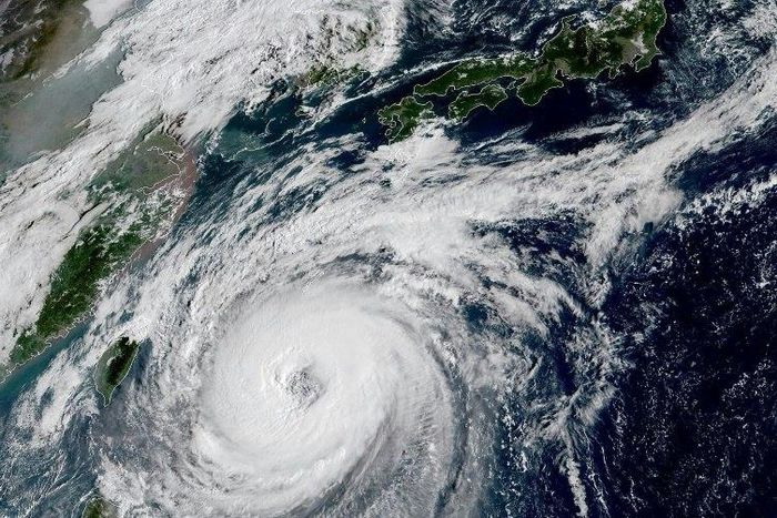 Typhoon Trami is shown off the Japanese south coast in the Philippine Sea in this NOAA/RAMMB satellite image