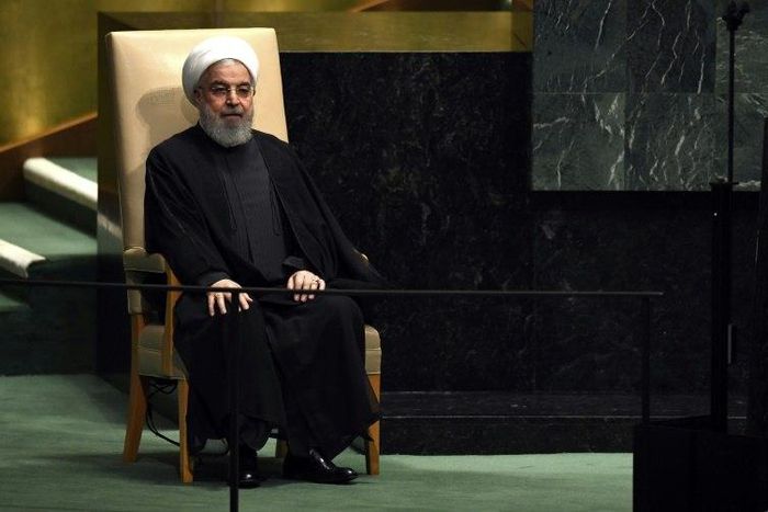 Iran's President Hassan Rouhani, seen here waiting to address the UN General Assembly in September, has told visiting officials US sanctions constitute "economic terrorism"