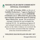 Nigeria Film Crew Community Speaks Out Against Bullying and Abuse on Set