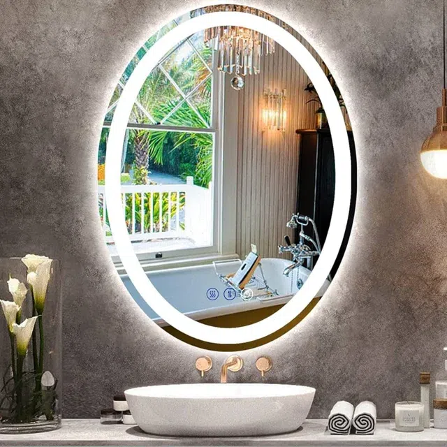 oval smart lighted vanity bathroom mirror