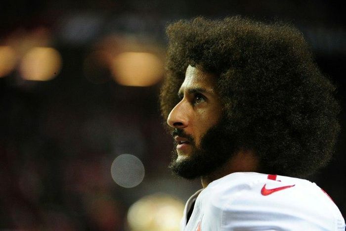 Former 49ers quarterback Colin Kaepernick was embroiled in controversy for kneeling during the traditional playing of the US national anthem before games, in protest of police brutality against minorities