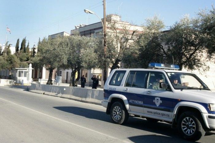 Cyprus police patrol the streets of Nicosia