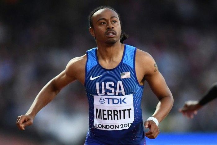 US athlete Aries Merritt competes in the semi-finals of the men's 110m hurdles at the 2017 IAAF World Championships