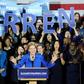 US Senator Elizabeth Warren -- seen here on midterm election day 2018 addressing the crowd at a celebration in Boston -- is a fierce critic of Donald Trump, and is now likely running to unseat him in 2020