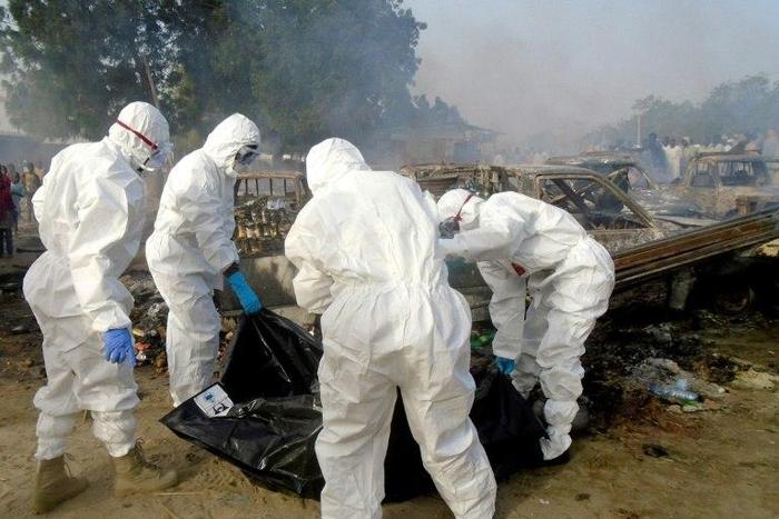Two blasts in Maiduguri, Nigeria, are the latest blamed on suicide bombers, following an attack on February 17 (pictured) involving as many as seven bombers